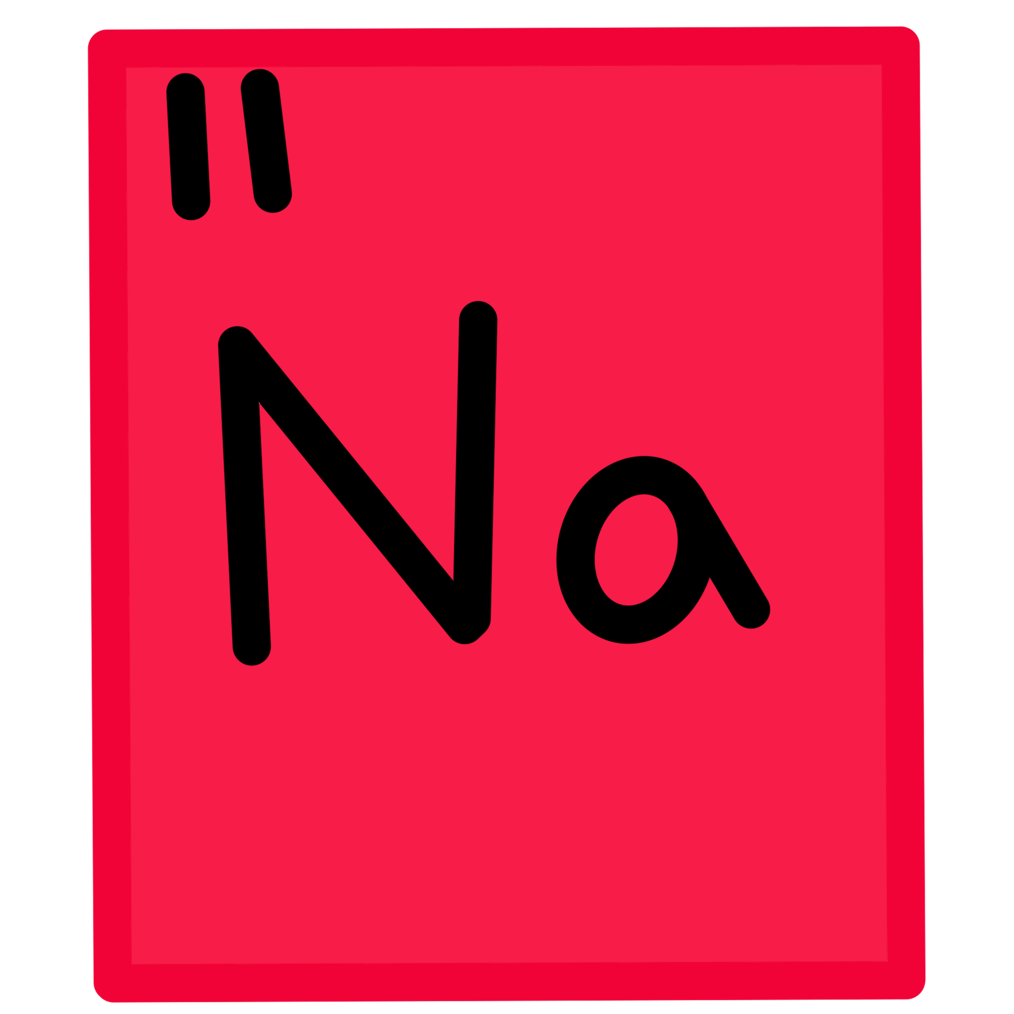 A bright red rectangle with “Na” in the middle of it. The top left corner has an 11 in it.